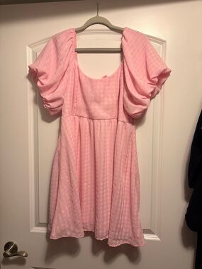 Crystal Doll Pink Puff Sleeve Dress